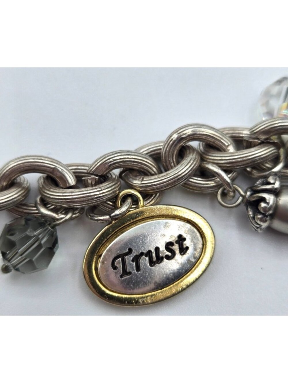 Brighton Charm Bracelet Love Locket Trust Accept Love Heals Charm Pink Ribbon - Picture 14 of 16